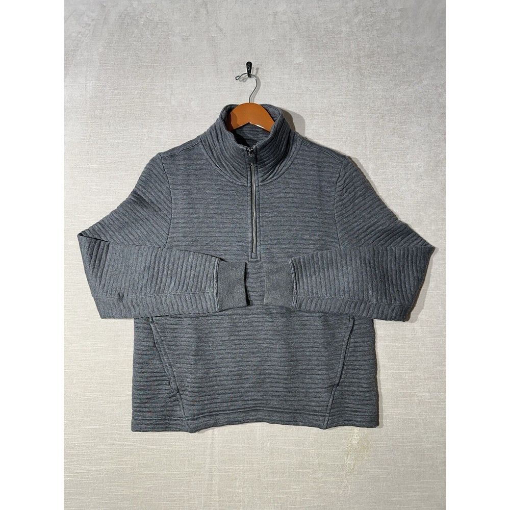NWTS Athleta Ottoman Ribbed 1/4 Zip Sweatshirt Soft Pullover Gray Womens Medium‎